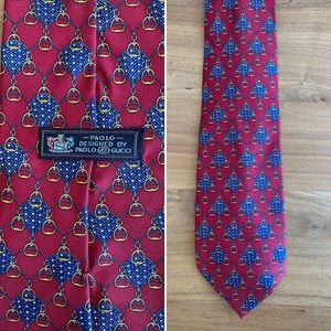 Gorgeous Vintage Paolo Gucci Rare Silk Tie With Horsebit Pattern